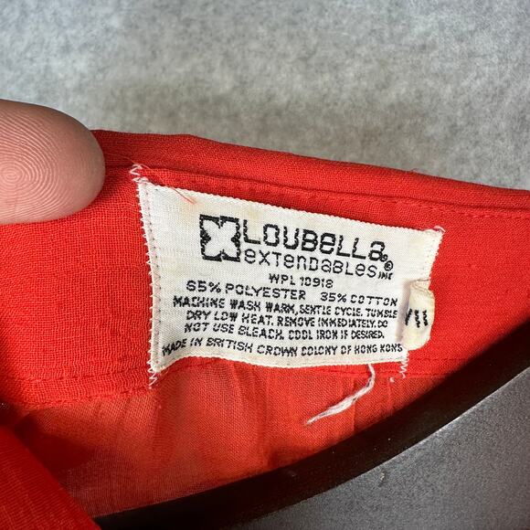 Vintage Loubella Extendables Blouse Womens Size 10/11 Red Sheer Red Button Up - Picture 11 of 15